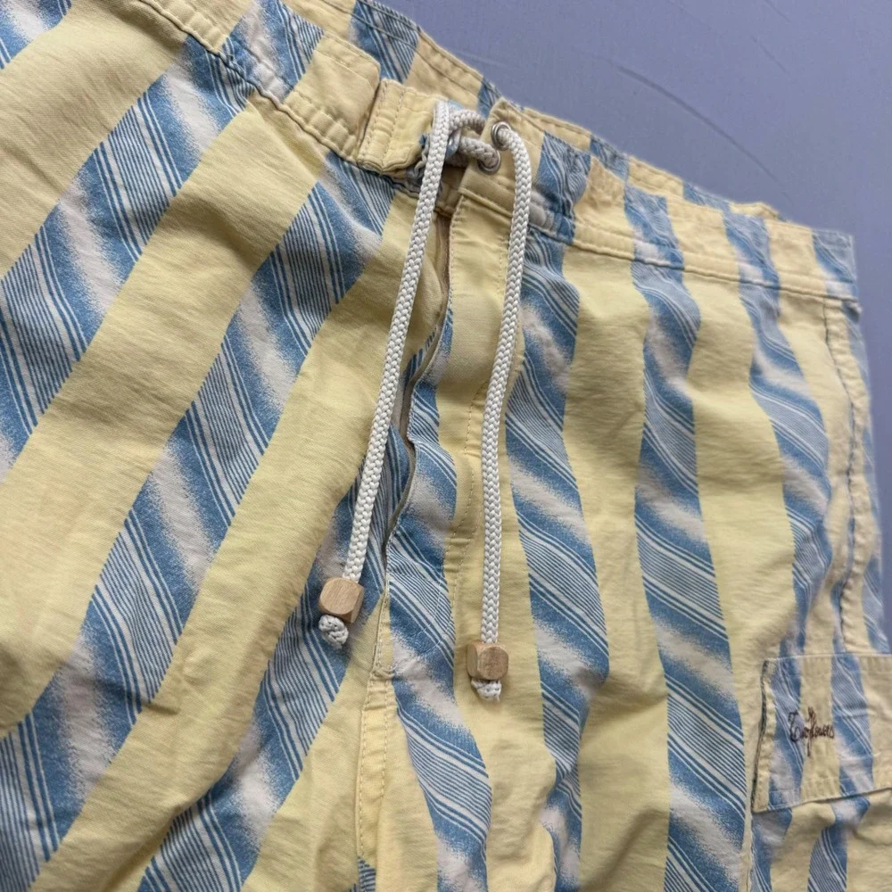 Two Flowers Mens Striped Board Shorts Yellow Blue Made in Italy Size 48 IT 33 US